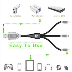 Multi USB Charger, COO 3 in 1 USB Cable